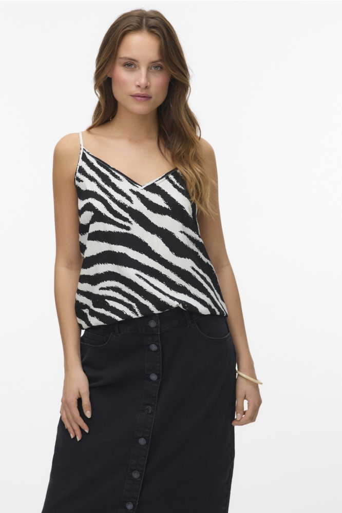 VMEASY JOY V-NECK SINGLET WVN GA 10297362 BIRCH/ZEBRA